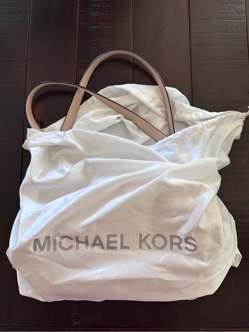 Michael Kors Soft Blush Pebbled Leather Raven Shoulder Bag with Gold Hardware